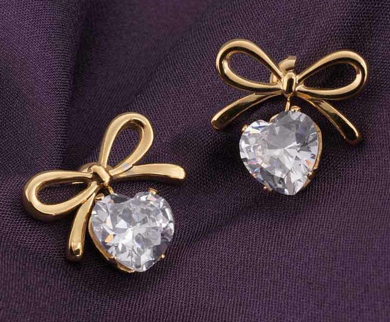 Zircon And Bow Earrings